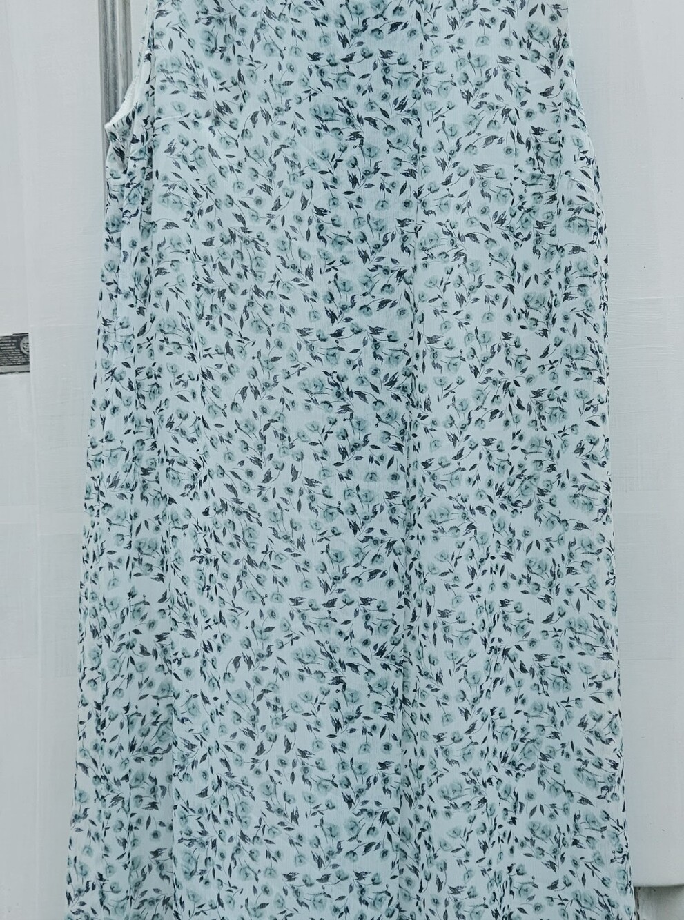 DKNY Womens Size 10 White Green Blue Floral Shift Dress Round Neck Zip Lined